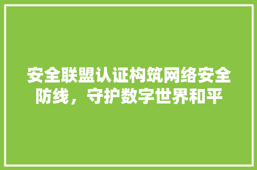 安全联盟认证构筑网络安全防线，守护数字世界和平