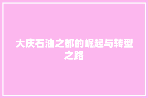 大庆石油之都的崛起与转型之路