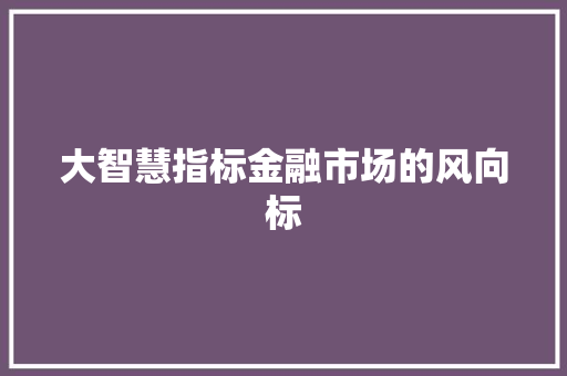 大智慧指标金融市场的风向标