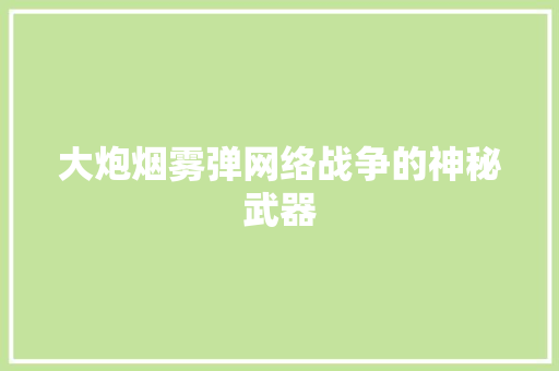 大炮烟雾弹网络战争的神秘武器