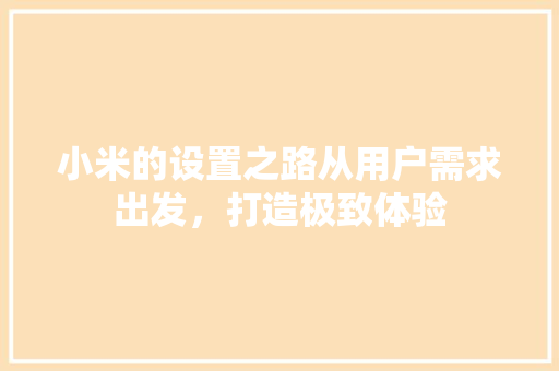 小米的设置之路从用户需求出发，打造极致体验