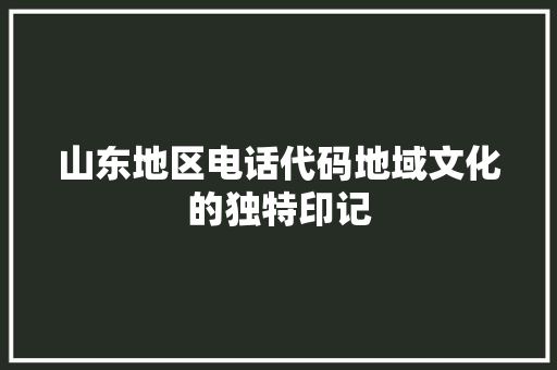 山东地区电话代码地域文化的独特印记