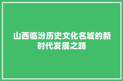 山西临汾历史文化名城的新时代发展之路
