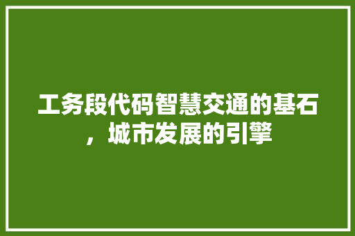 工务段代码智慧交通的基石，城市发展的引擎
