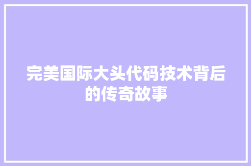 完美国际大头代码技术背后的传奇故事