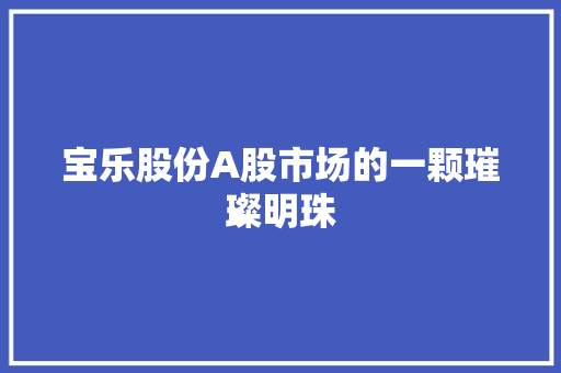 宝乐股份A股市场的一颗璀璨明珠