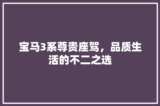 宝马3系尊贵座驾，品质生活的不二之选