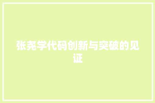 张尧学代码创新与突破的见证