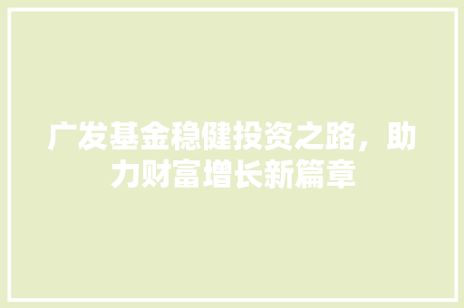 广发基金稳健投资之路，助力财富增长新篇章