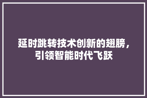 延时跳转技术创新的翅膀，引领智能时代飞跃