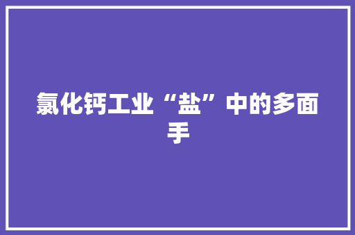 氯化钙工业“盐”中的多面手