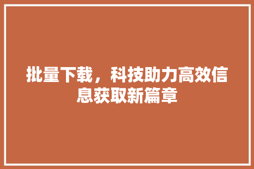 批量下载，科技助力高效信息获取新篇章