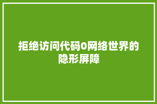 拒绝访问代码0网络世界的隐形屏障