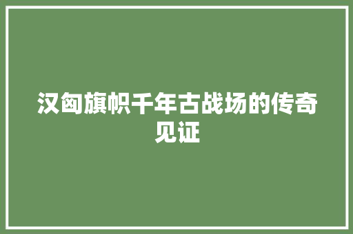 汉匈旗帜千年古战场的传奇见证
