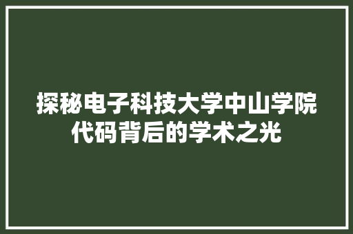 探秘电子科技大学中山学院代码背后的学术之光