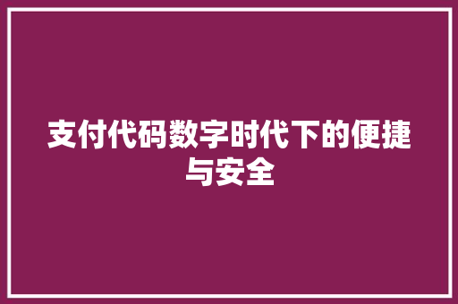 支付代码数字时代下的便捷与安全