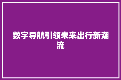 数字导航引领未来出行新潮流
