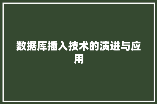 数据库插入技术的演进与应用