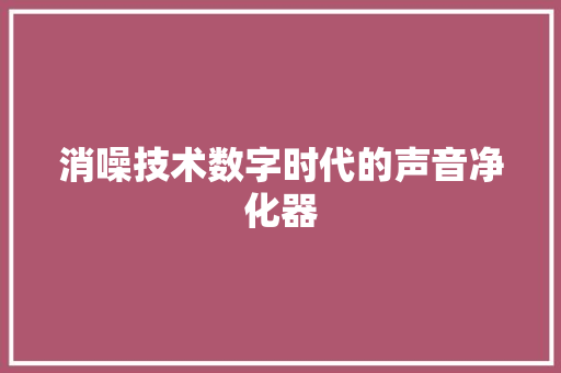 消噪技术数字时代的声音净化器