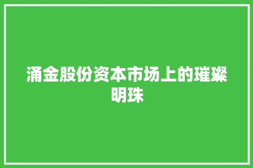 涌金股份资本市场上的璀璨明珠