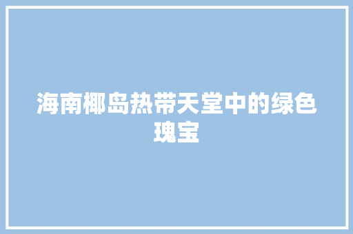 海南椰岛热带天堂中的绿色瑰宝