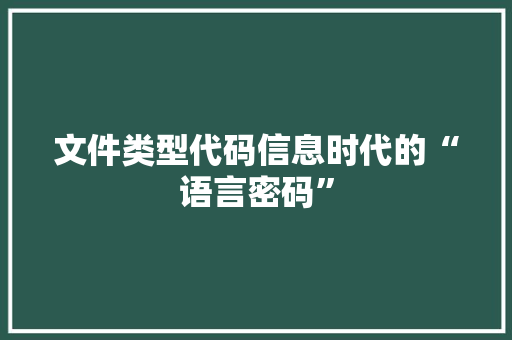 文件类型代码信息时代的“语言密码”