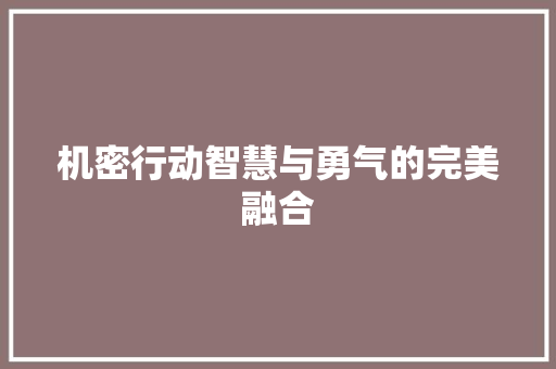 机密行动智慧与勇气的完美融合