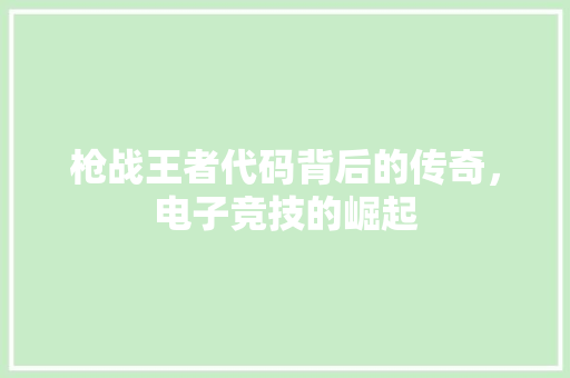 枪战王者代码背后的传奇，电子竞技的崛起