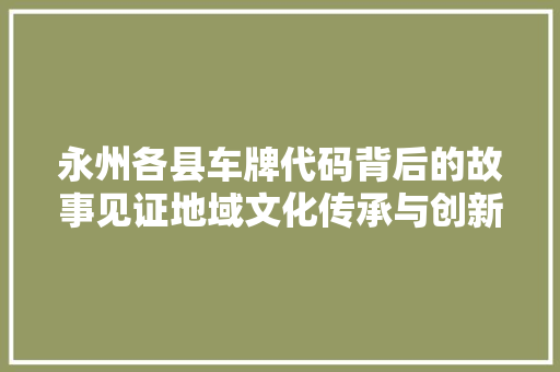 永州各县车牌代码背后的故事见证地域文化传承与创新