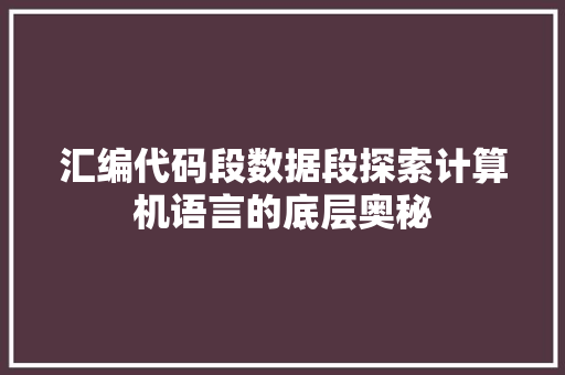 汇编代码段数据段探索计算机语言的底层奥秘