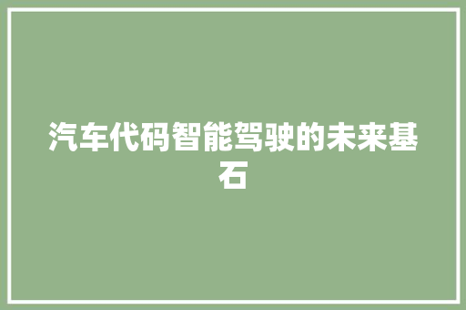 汽车代码智能驾驶的未来基石