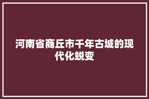 河南省商丘市千年古城的现代化蜕变
