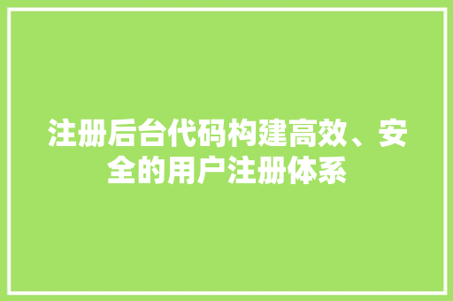 注册后台代码构建高效、安全的用户注册体系