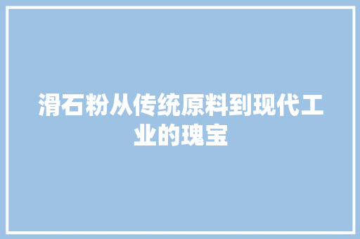 滑石粉从传统原料到现代工业的瑰宝
