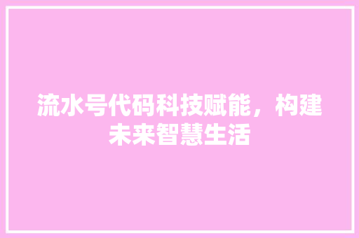 流水号代码科技赋能，构建未来智慧生活
