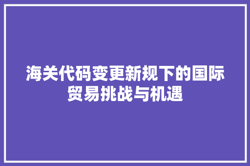 海关代码变更新规下的国际贸易挑战与机遇