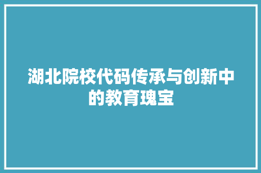 湖北院校代码传承与创新中的教育瑰宝