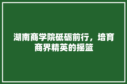 湖南商学院砥砺前行，培育商界精英的摇篮