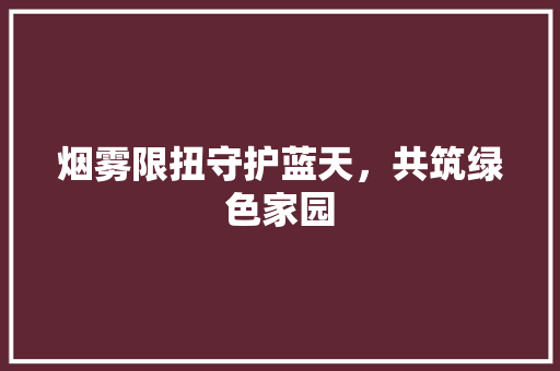 烟雾限扭守护蓝天，共筑绿色家园