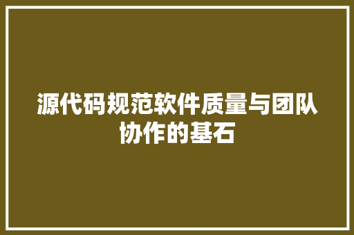 源代码规范软件质量与团队协作的基石