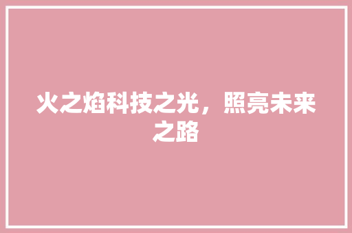 火之焰科技之光，照亮未来之路