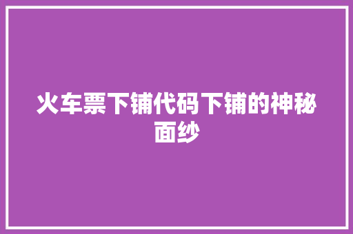 火车票下铺代码下铺的神秘面纱