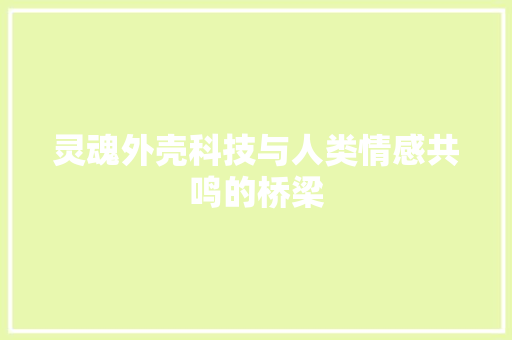 灵魂外壳科技与人类情感共鸣的桥梁
