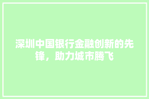 深圳中国银行金融创新的先锋，助力城市腾飞