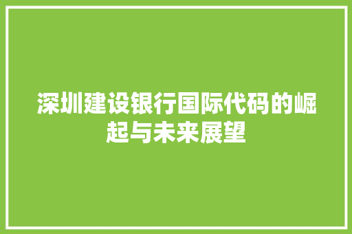 深圳建设银行国际代码的崛起与未来展望