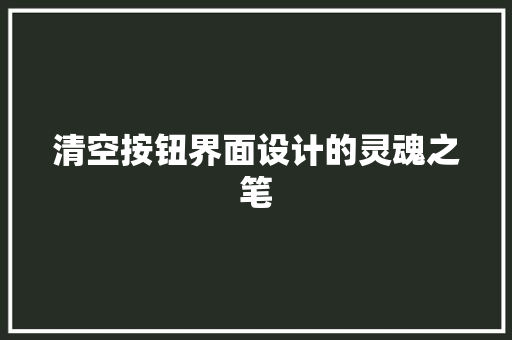 清空按钮界面设计的灵魂之笔
