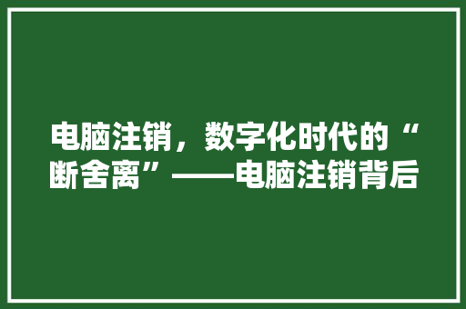 电脑注销，数字化时代的“断舍离”——电脑注销背后的技术逻辑与伦理考量