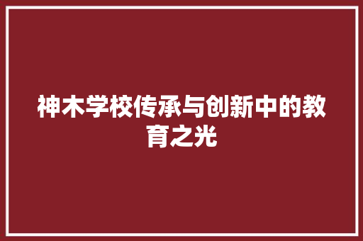 神木学校传承与创新中的教育之光