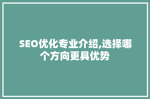 SEO优化专业介绍,选择哪个方向更具优势