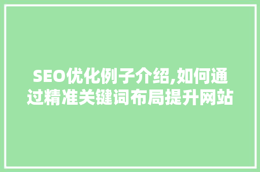 SEO优化例子介绍,如何通过精准关键词布局提升网站排名